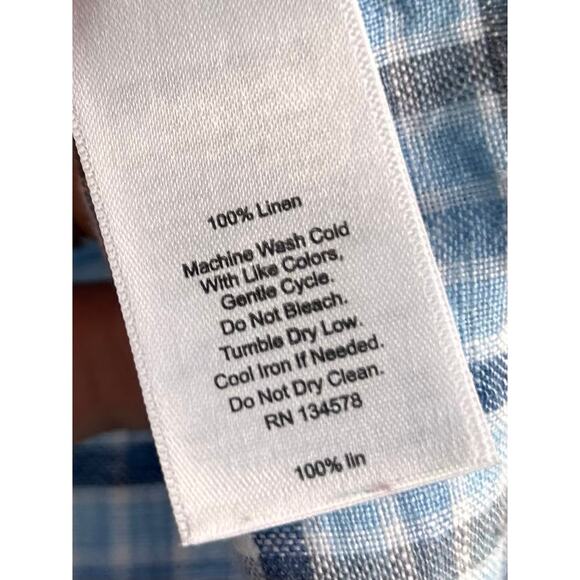 Vineyard Vines Men's Check Linen Classic Fit Linen Button Shirt Blue Size XL - Picture 8 of 10